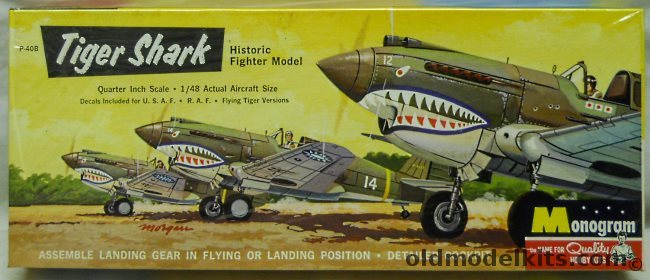 Monogram 1/48 Curtiss P-40B Tiger Shark (Warhawk) - USAAF / RAF / Chinese AVG Flying Tigers - Four Star Issue, PA96-98 plastic model kit